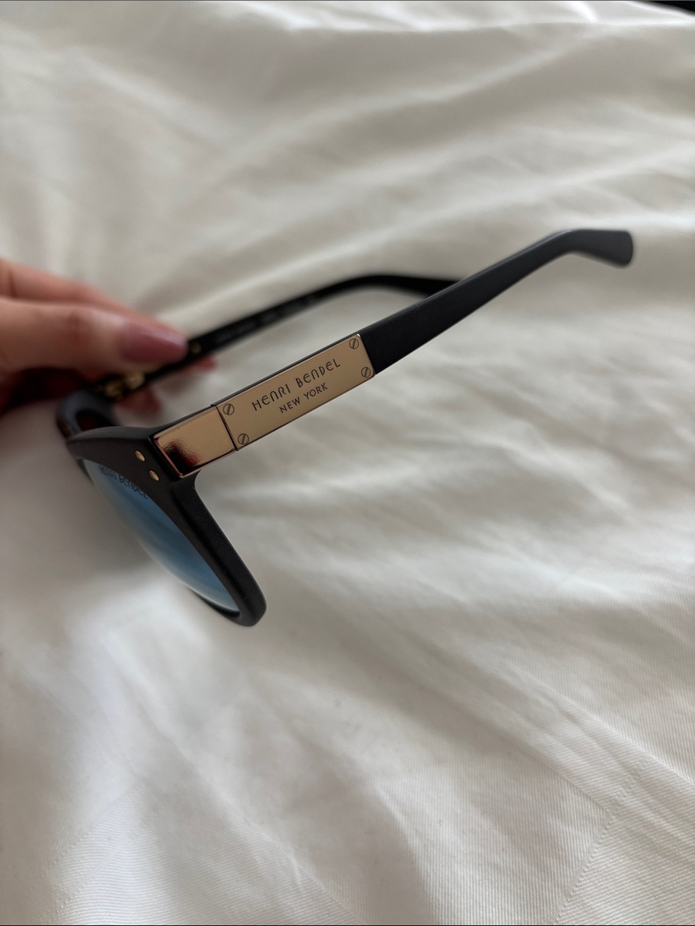 Henri Bendel Broadway Chrome Blue Lens Sunglasses - Picture 2 of 9